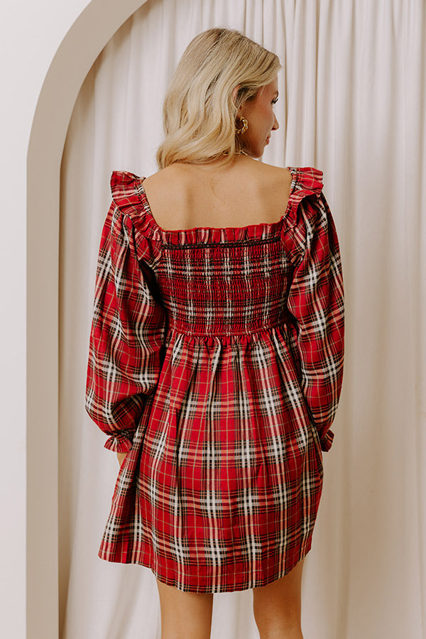 Plaid All Night Smocked Mini Dress Image - 4