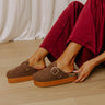 The Payton Faux Suede Platform Clogs in Chocolate Image - 1