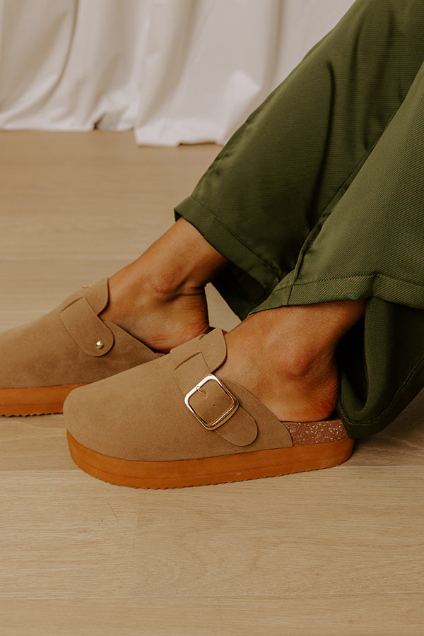 The Payton Faux Suede Platform Clogs in Camel Image - 3