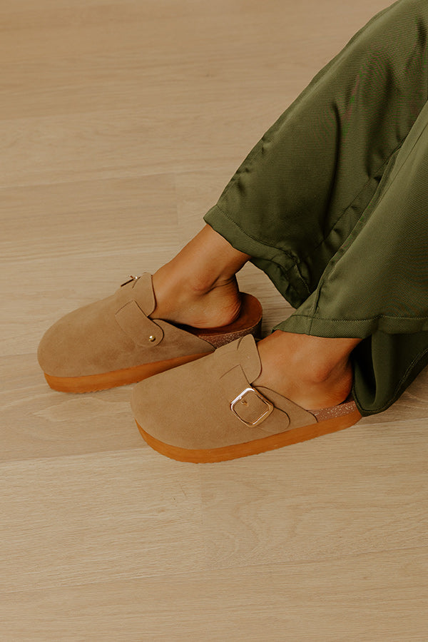 The Payton Faux Suede Platform Clogs in Camel Image - 2