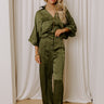 Perfectly Polished High Waist Satin Wide Leg Pants in Olive Image - 1