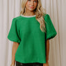 Wrapped in Tweed Pearl Embellished Top in Kelly Green Image - 1