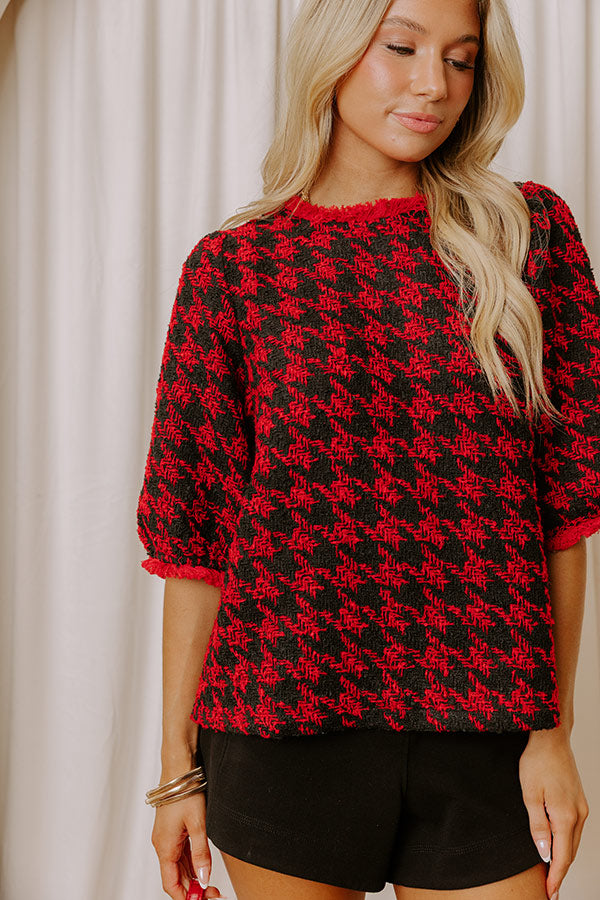 Checkmate Chic Houndstooth Knit Top Image - 4