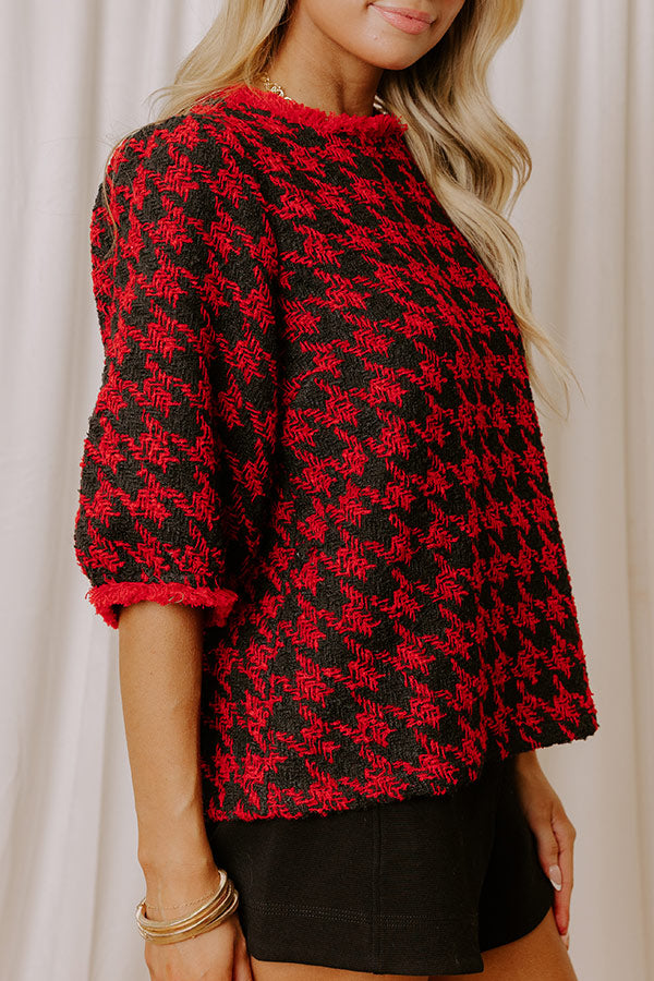 Checkmate Chic Houndstooth Knit Top Image - 3