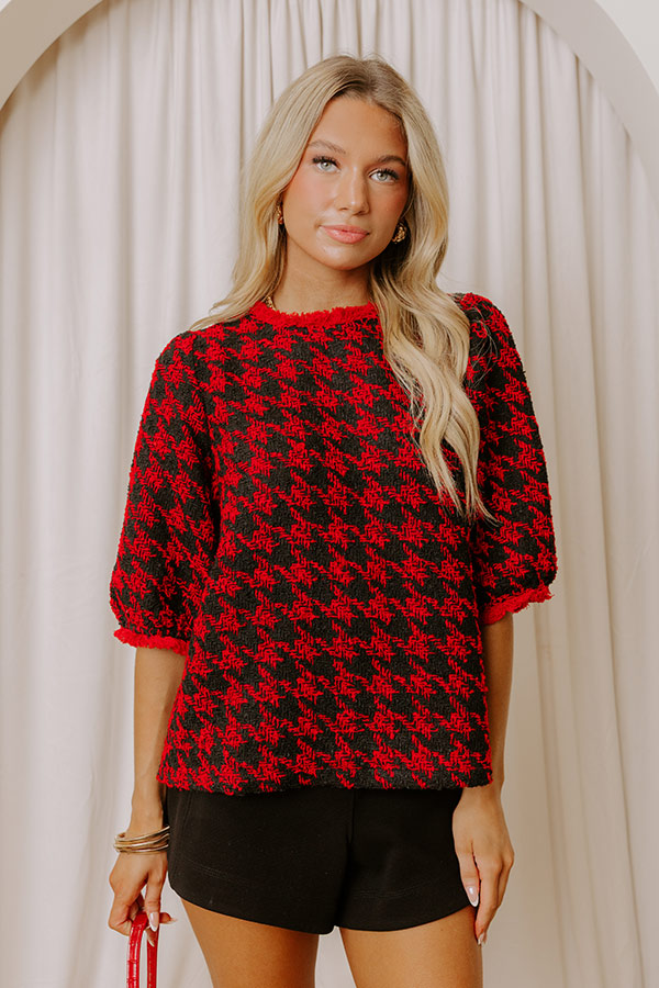 Checkmate Chic Houndstooth Knit Top Image - 2
