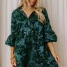 Velvet Nightfall Floral Mini Dress in Hunter Green Image - 1