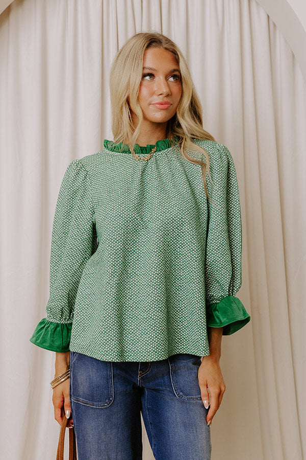 Holiday Chic Knit Top in Green Image - 3