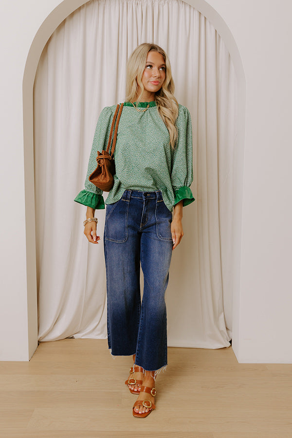 Holiday Chic Knit Top in Green Image - 5