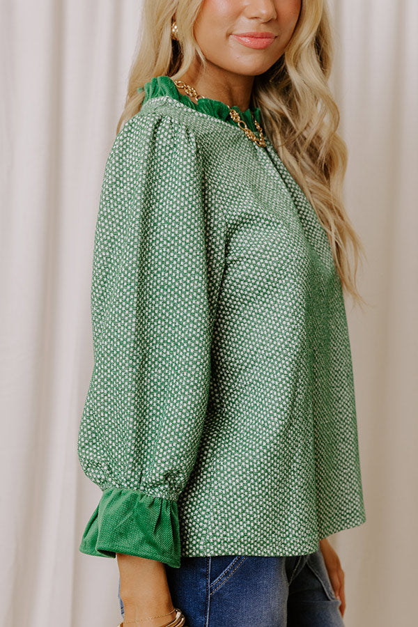 Holiday Chic Knit Top in Green Image - 4