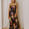 Midnight Noir Floral Satin Maxi Dress Image - 1