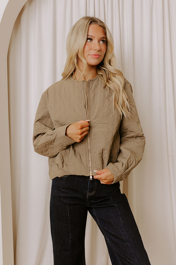Evening Chill Quilted Jacket in Olive Image - 1