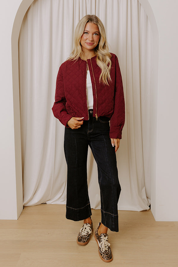 Evening Chill Quilted Jacket in Merlot Image - 1