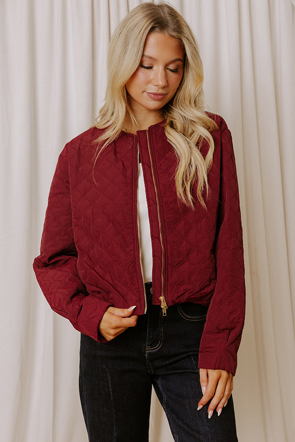 Evening Chill Quilted Jacket in Merlot Image - 4