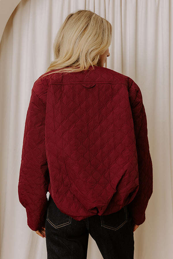 Evening Chill Quilted Jacket in Merlot Image - 3