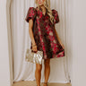 Evening Charm Floral Jacquard Mini Dress Image - 1