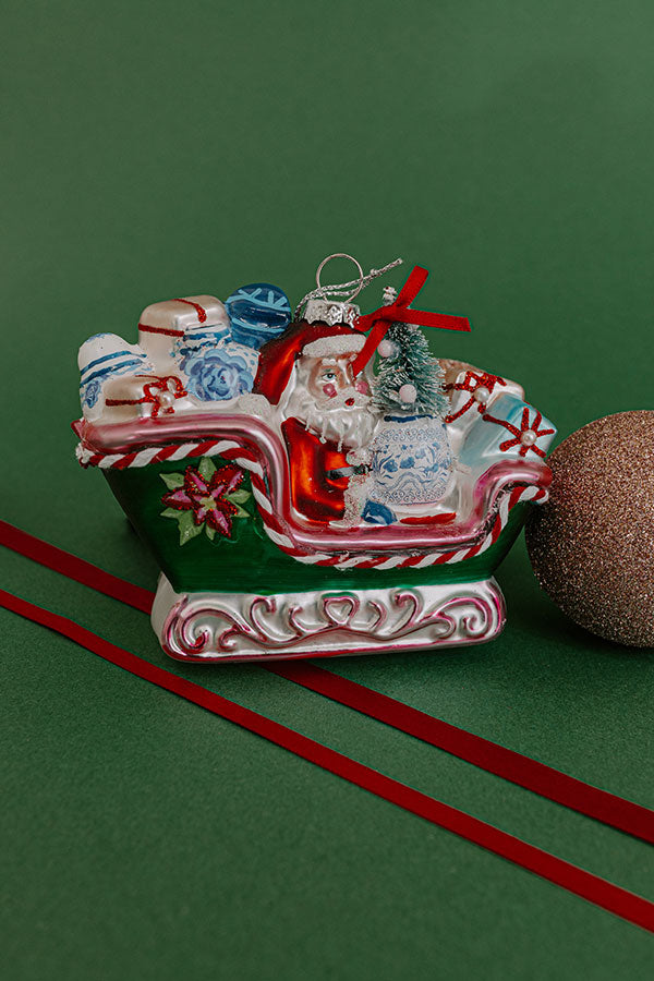 Chinoiserie Sleigh Ride Glass Ornament Image - 1