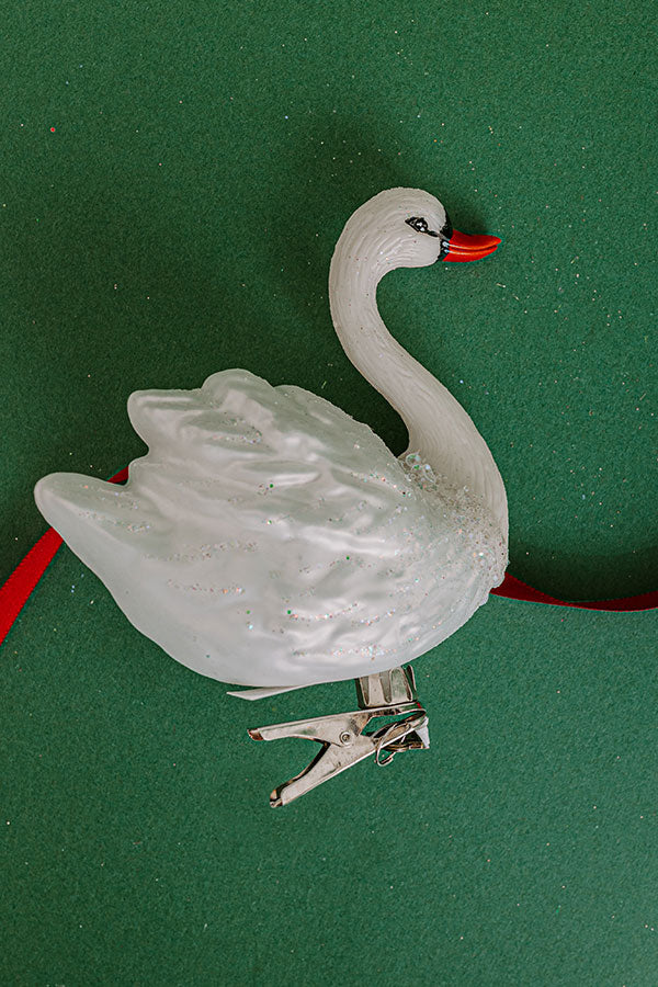 Swan Lake Glass Clip On Ornament Image - 1