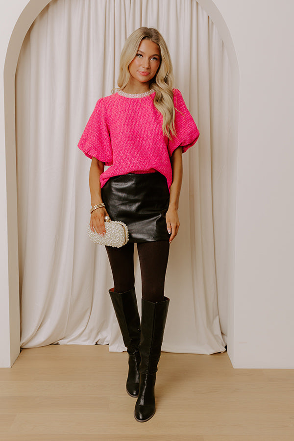 Wrapped in Tweed Pearl Embellished Top in Pink Image - 2