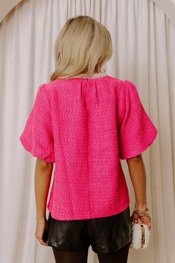 Wrapped in Tweed Pearl Embellished Top in Pink Image - 5