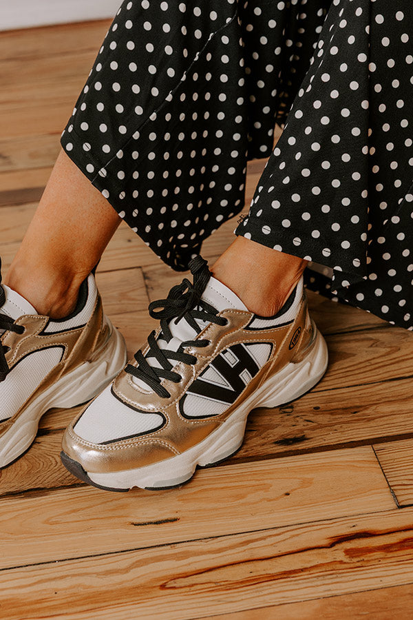 The Dash Faux Leather Sneaker in Gold Image - 2