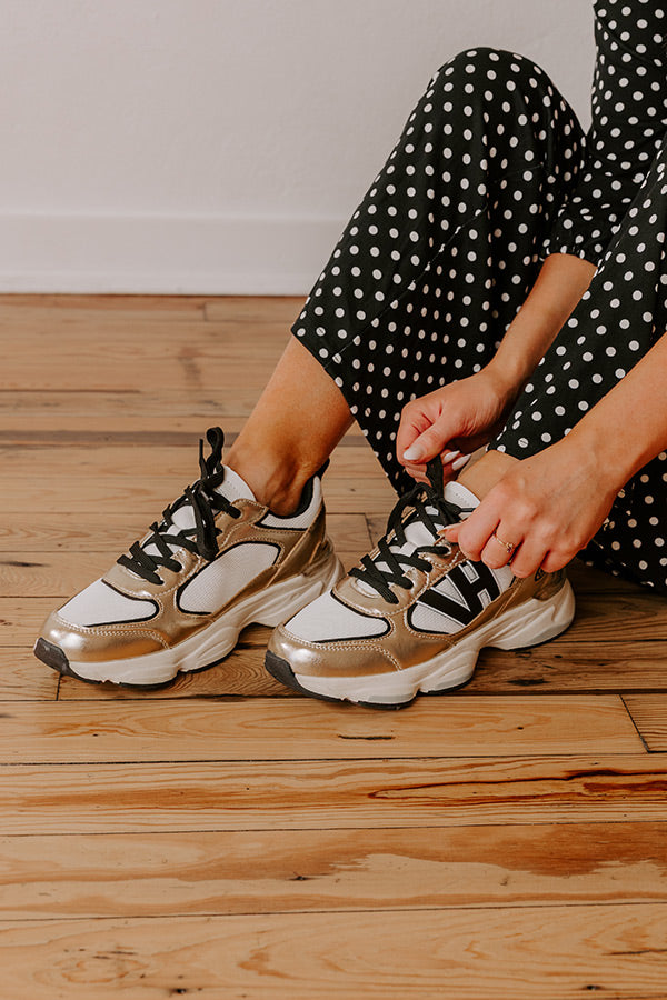 The Dash Faux Leather Sneaker in Gold Image - 1