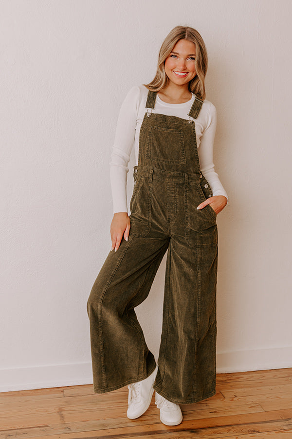 Pick Of The Patch Corduroy Overalls in Olive Image - 1