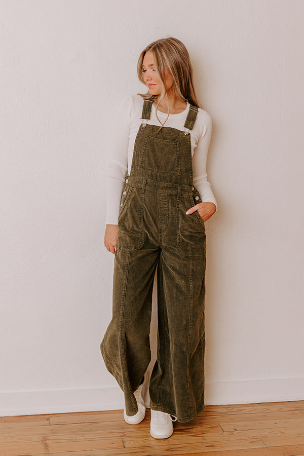 Pick Of The Patch Corduroy Overalls in Olive Image - 3