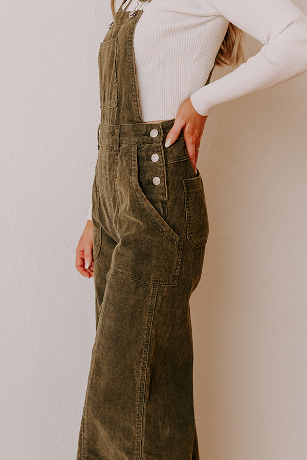 Pick Of The Patch Corduroy Overalls in Olive Image - 5