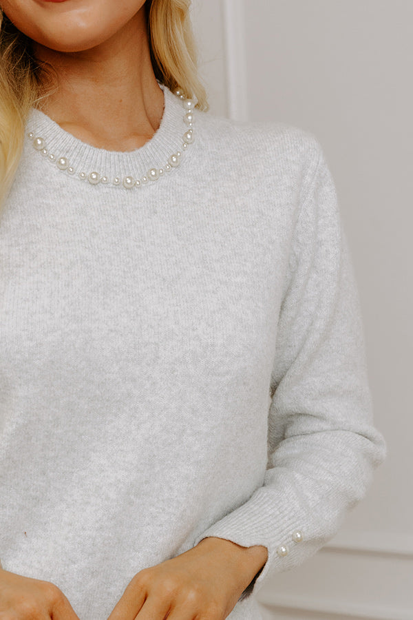 Luxe Routine Pearl Embellished Knit Sweater Image - 3