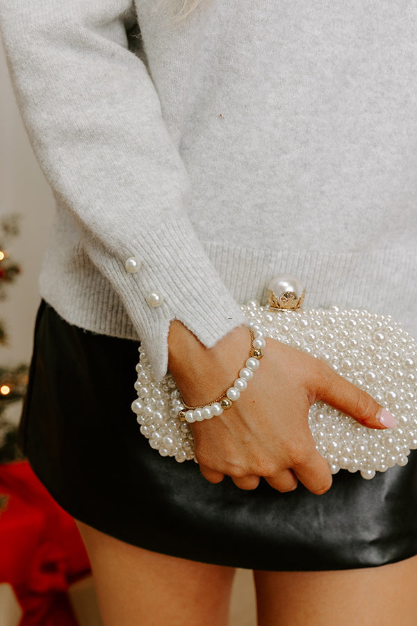 Luxe Routine Pearl Embellished Knit Sweater Image - 2