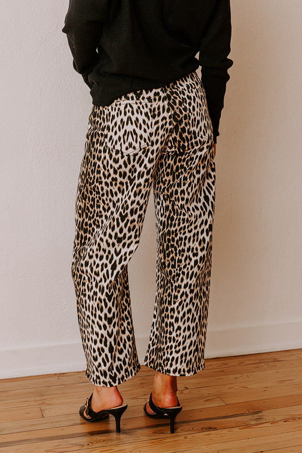 The Savannah High Waist Leopard Barrel Leg Jean Image - 3