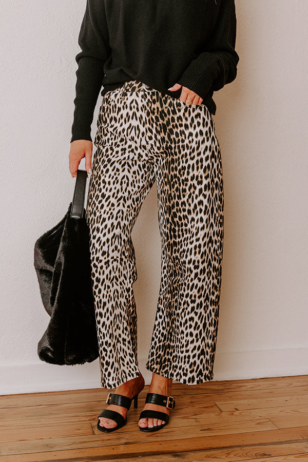 The Savannah High Waist Leopard Barrel Leg Jean Image - 2