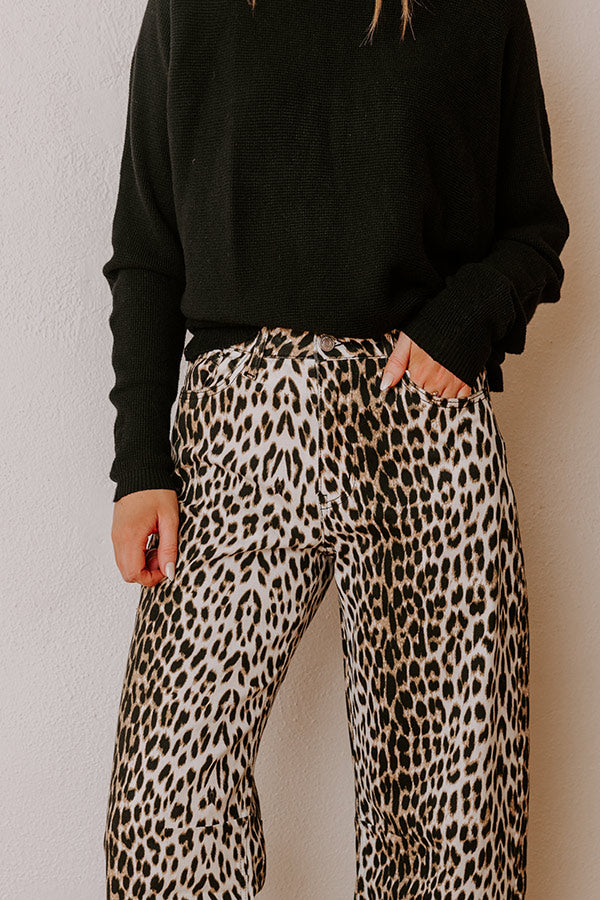 The Savannah High Waist Leopard Barrel Leg Jean Image - 4