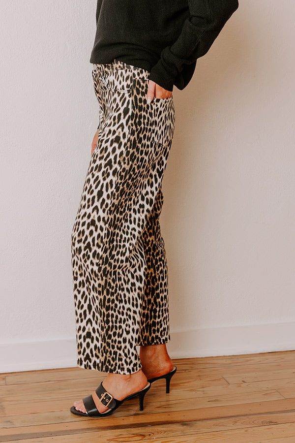 The Savannah High Waist Leopard Barrel Leg Jean Image - 5