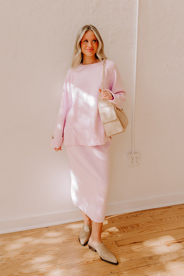 Falling for Cozy High Waist Knit Midi Skirt in Light Lavender Image - 1