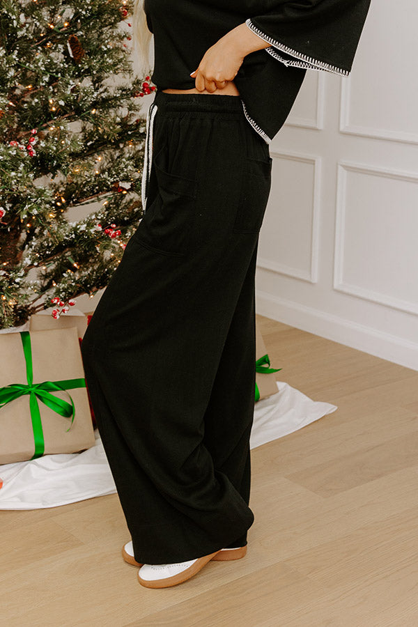 Simple Comforts High Waist Wide Leg Pants in Black Image - 3