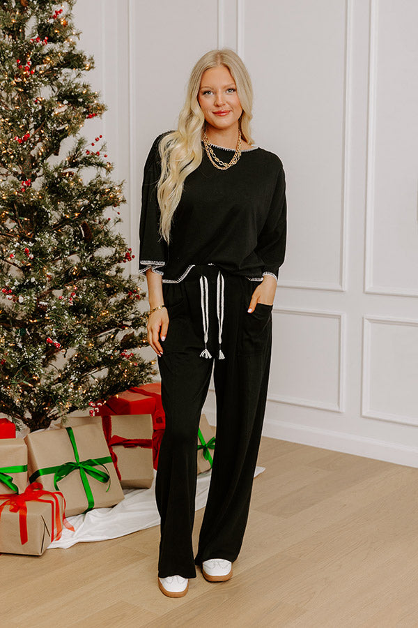 Simple Comforts High Waist Wide Leg Pants in Black Image - 4