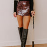 Shimmer Scene High Waist Sequin Mini Skirt in Merlot Image - 1