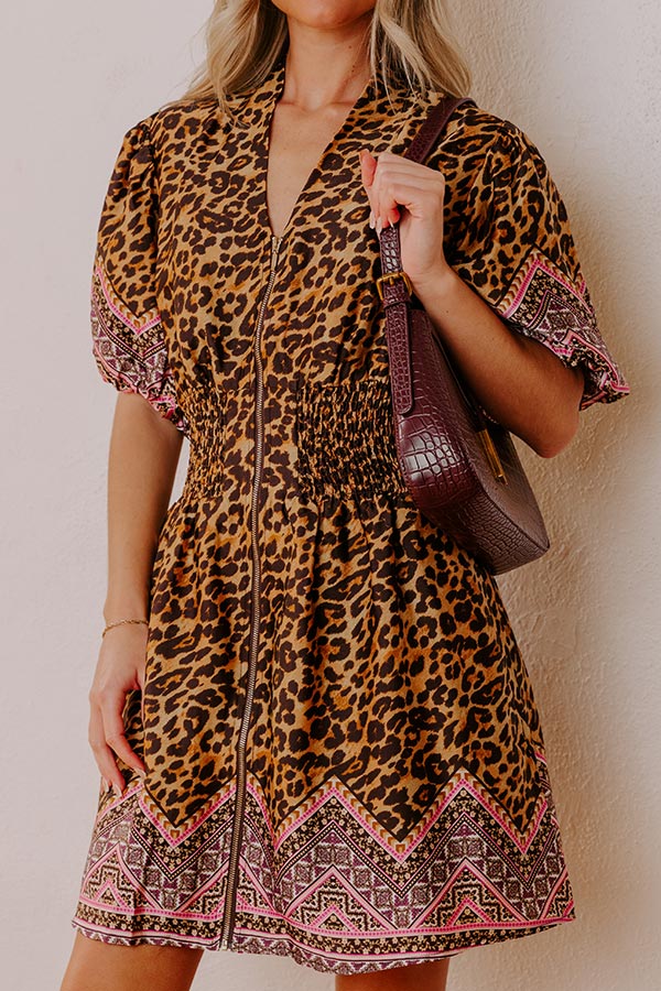 Wildly Chic Satin Leopard Mini Dress Image - 5