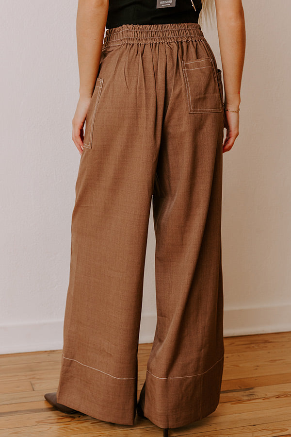 The Lily High Waist Wide Leg Pants in Mocha Image - 4
