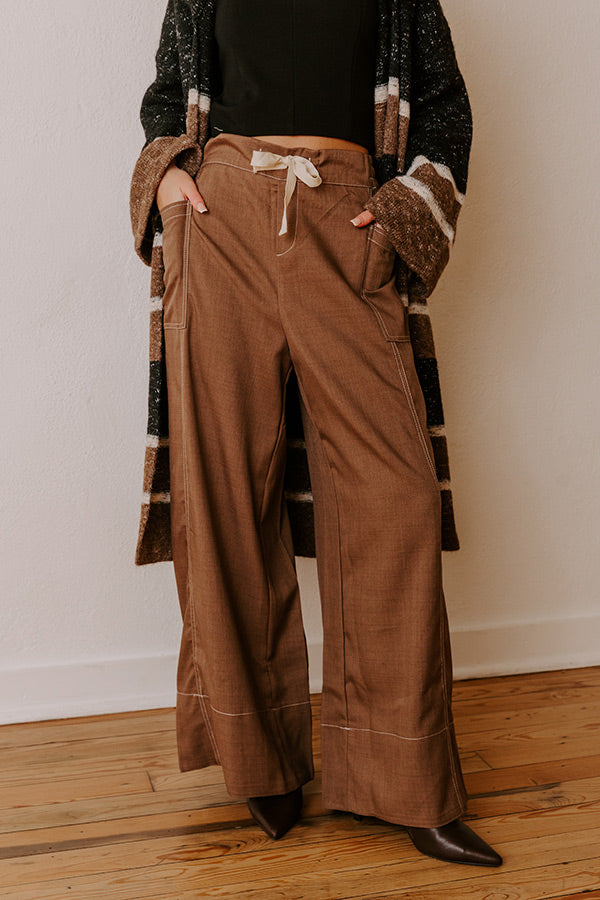 The Lily High Waist Wide Leg Pants in Mocha Image - 2
