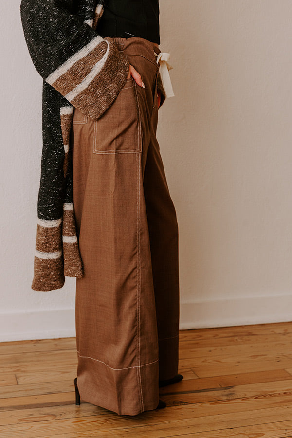 The Lily High Waist Wide Leg Pants in Mocha Image - 3