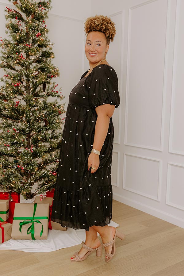 Effortless Spots Embroidered Midi Dress Curves Image - 4