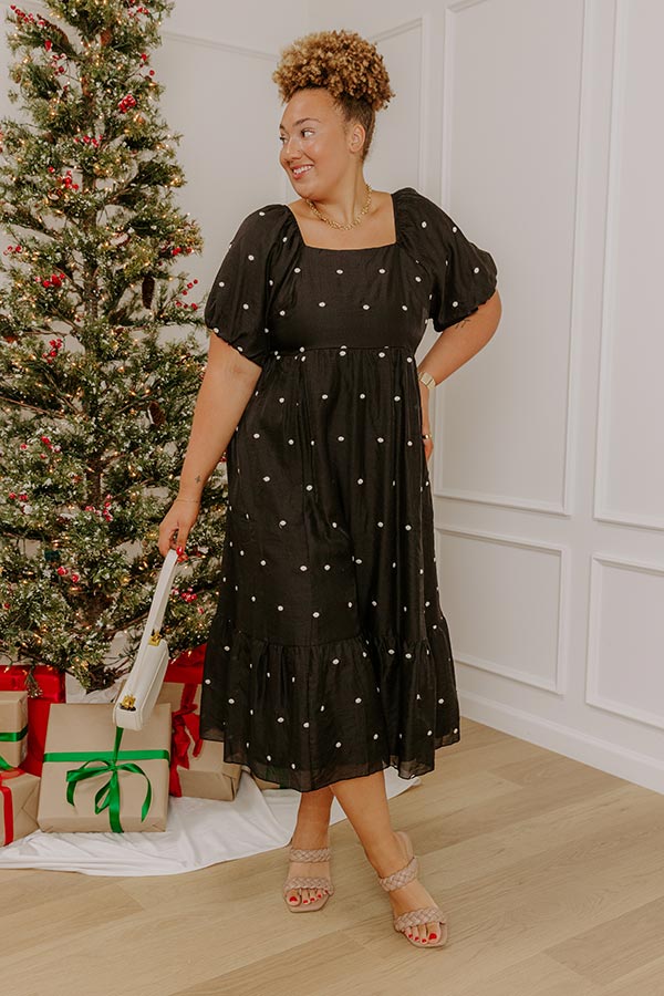 Effortless Spots Embroidered Midi Dress Curves Image - 3