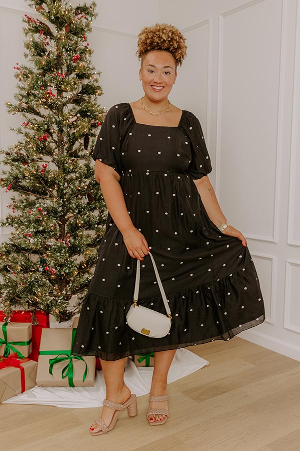 Effortless Spots Embroidered Midi Dress Curves Image - 2