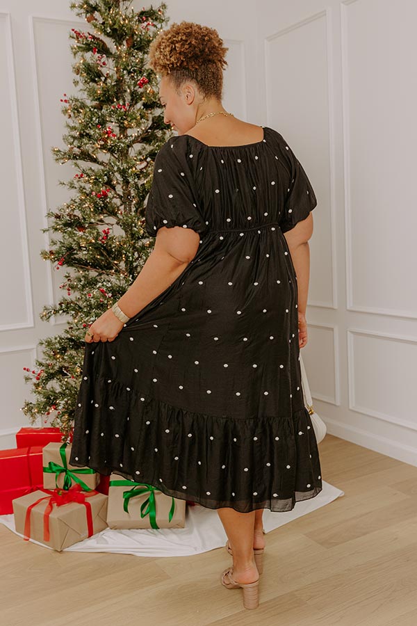 Effortless Spots Embroidered Midi Dress Curves Image - 5