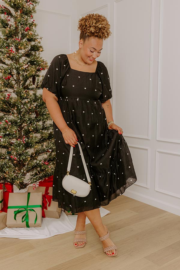 Effortless Spots Embroidered Midi Dress Curves Image - 1