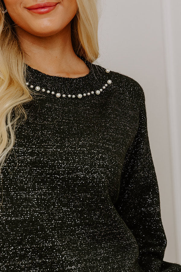 Shimmering Smile Pearl Embellished Knit Sweater Top Image - 2