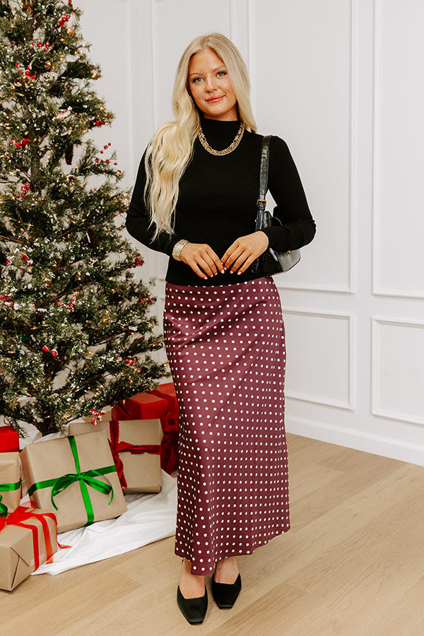 Effortless Spots High Waist Satin Midi Skirt Image - 4