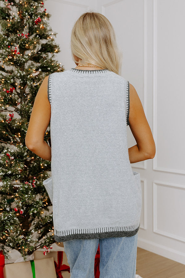 Casual Look Knit Vest Top in Grey Image - 5